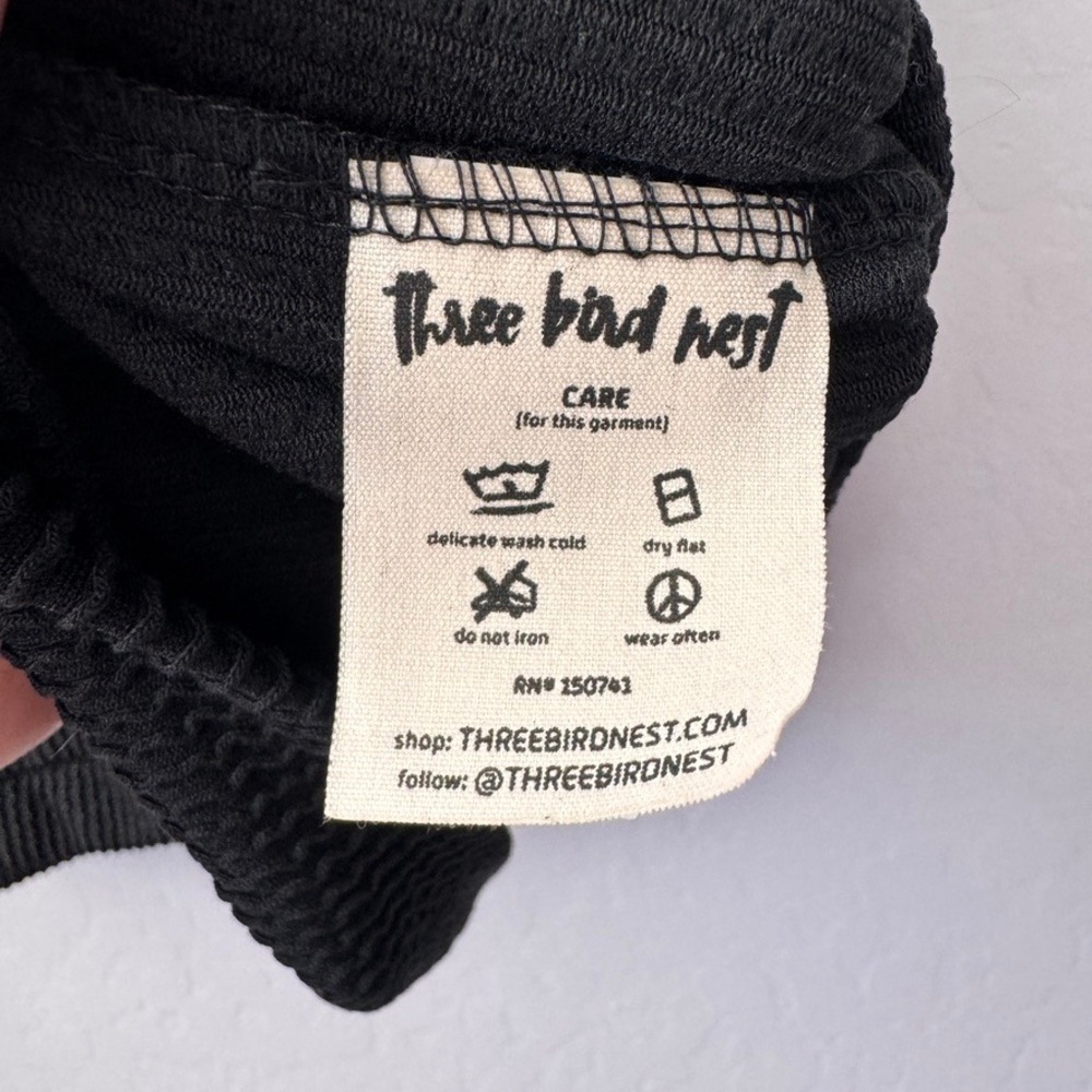 NWT Three Bird Nest XL Knit Top Black CapSleeve Oversized Waffle Textured MT6250 - Picture 4 of 6